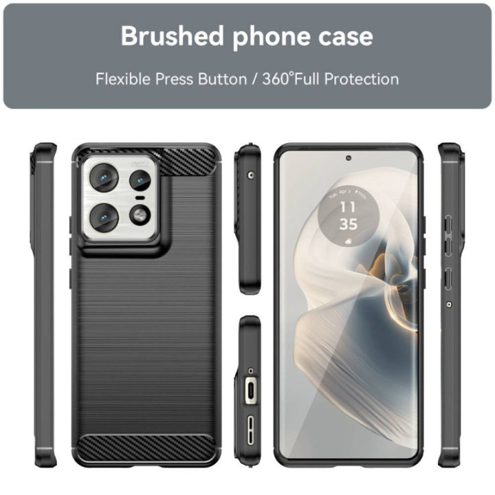 Børstet silikone cover Motorola Edge 50 Pro - Sort