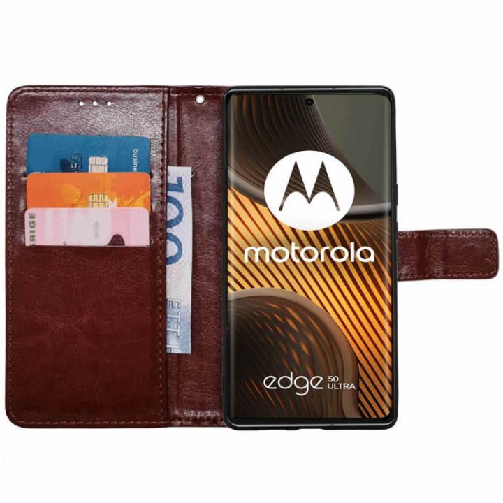Wallet cover 3-card Motorola Edge 50 Ultra - Brown