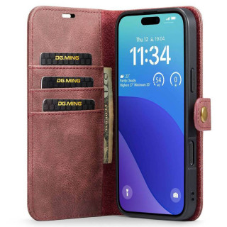 Lompakkokotelo DG-Ming 2i1 Apple iPhone 16 Pro - Punainen