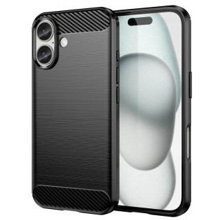 Børstet silikone cover Apple iPhone 16 Plus - Sort