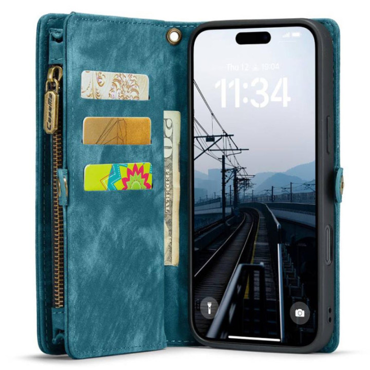 CaseMe Multifodral 11-kort Apple iPhone 16 - Blå