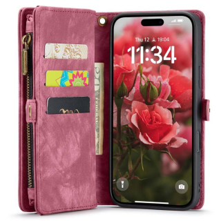 CaseMe Multifodral 11-kort Apple iPhone 16 - Röd