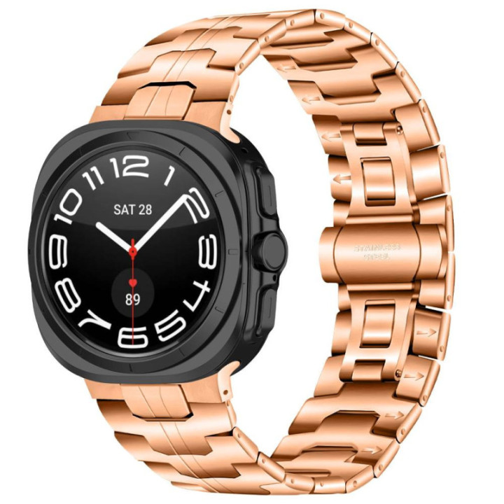 Iron Man ruostumaton kellon ranneke Samsung Galaxy Watch Ultra (47mm) - Ruusu