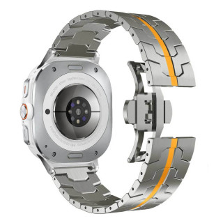 Iron Man ruostumaton kellon ranneke Samsung Galaxy Watch Ultra (47mm) - Titanium/oranssi