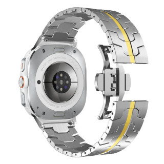 Iron Man ruostumaton kellon ranneke Samsung Galaxy Watch Ultra (47mm) - Hopea/kulta