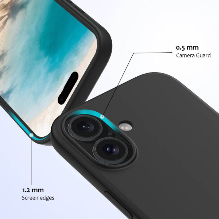 Liquid silikon skal Apple iPhone 16 - Svart