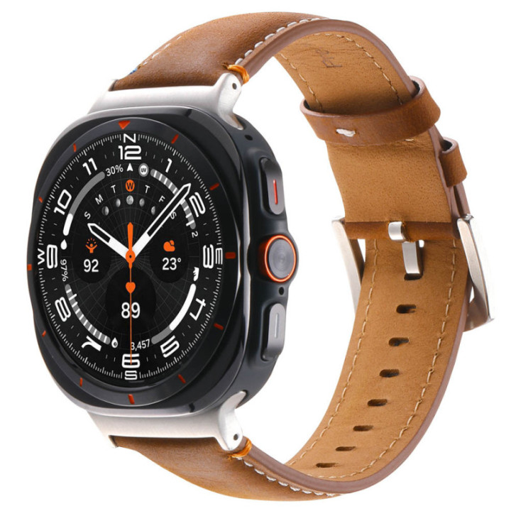 Leder Uhrarmband Samsung Galaxy Watch Ultra (47mm) – Cognac Ember