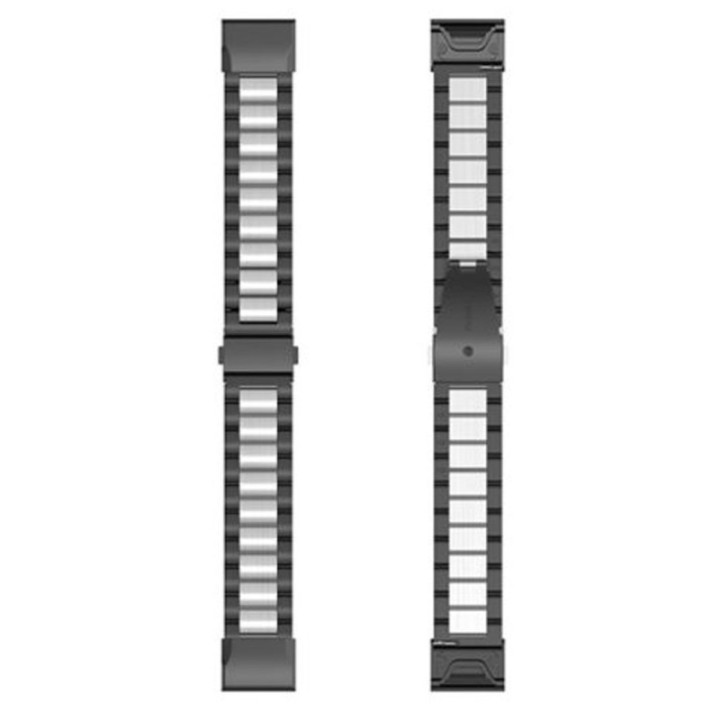 Rustfri stål urrem Garmin Fenix 8 (47mm) - Sort/sølv