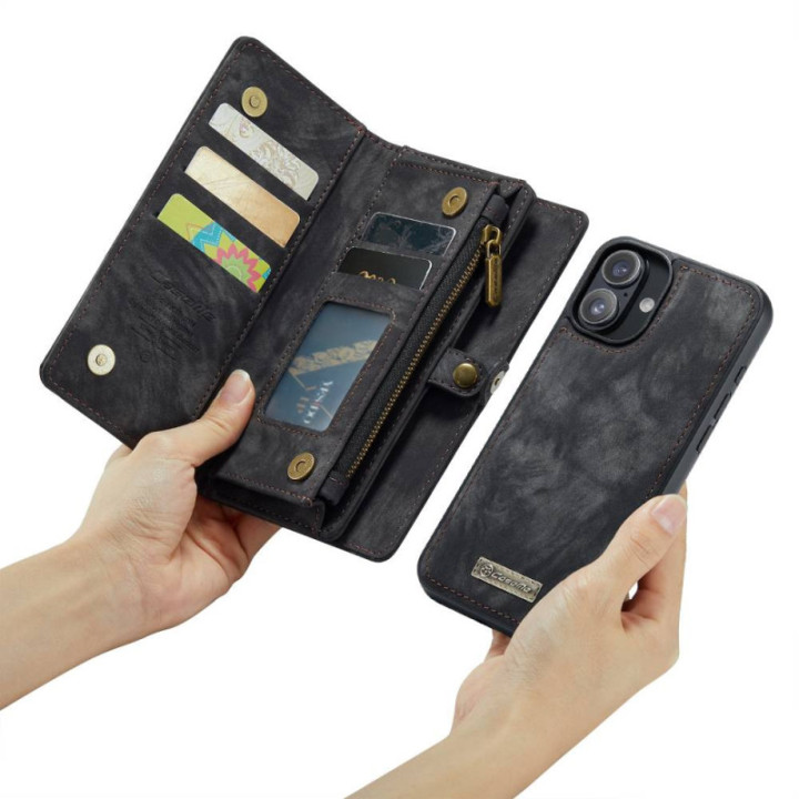 CaseMe mobilcover 008 11-kort Apple iPhone 16 - Sort/grå