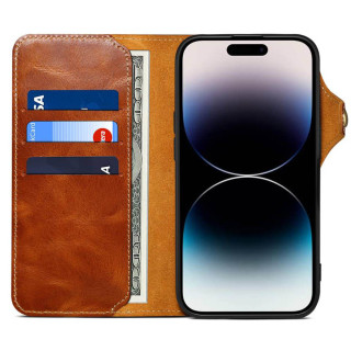 Denior mobilfodral läder Apple iPhone 16 Plus - Brun