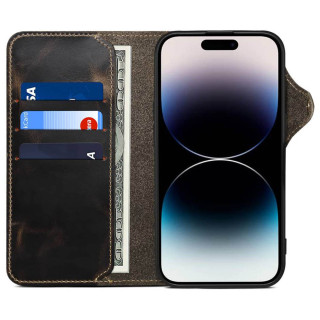 Denior mobildeksel lær Apple iPhone 16 Plus - Svart