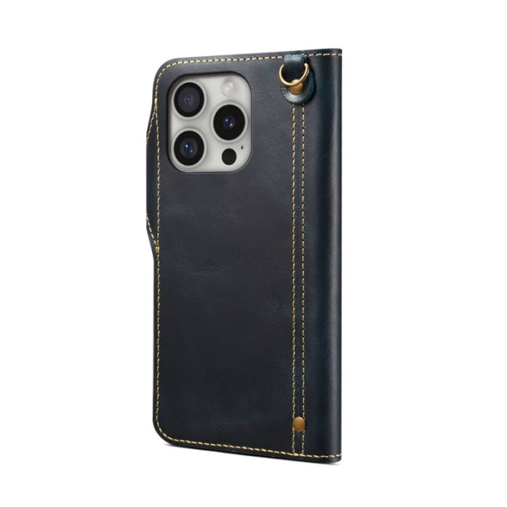 Denior mobilfodral läder Apple iPhone 16 Pro - Blå
