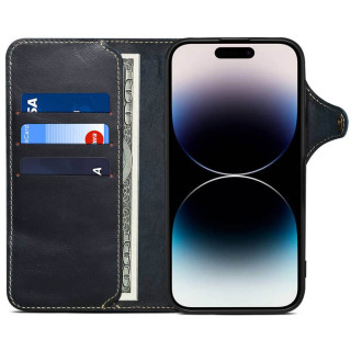 Denior mobildeksel lær Apple iPhone 16 Pro - Blå