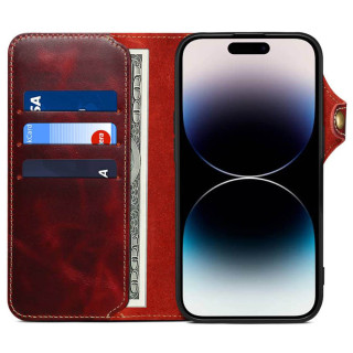 Denior mobilcover læder Apple iPhone 16 Pro - Oxeblod