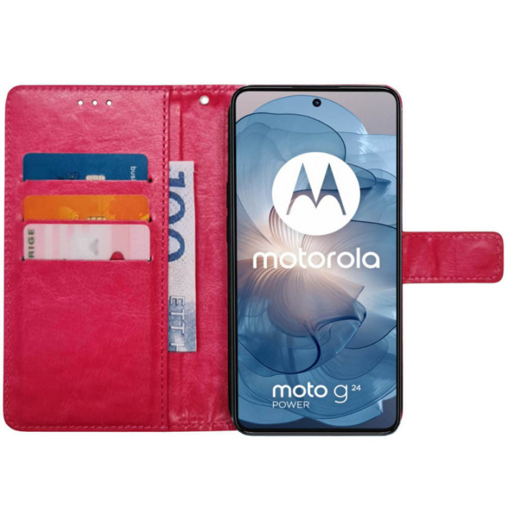 Wallet cover 3-kort Motorola Moto G24 - Lyserød