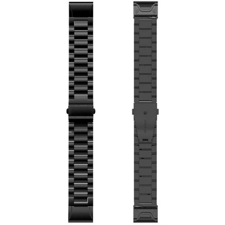 Kellon ranneke ruostumatonta terästä Garmin Fenix 6X Pro - Musta