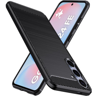 Harjattu TPU kuori Samsung Galaxy S24 FE - Musta