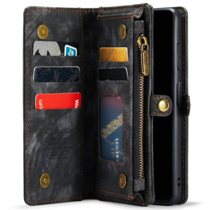 CaseMe Handyhülle 008 8-Karten Samsung Galaxy S25 Plus - Schwarz/Grau