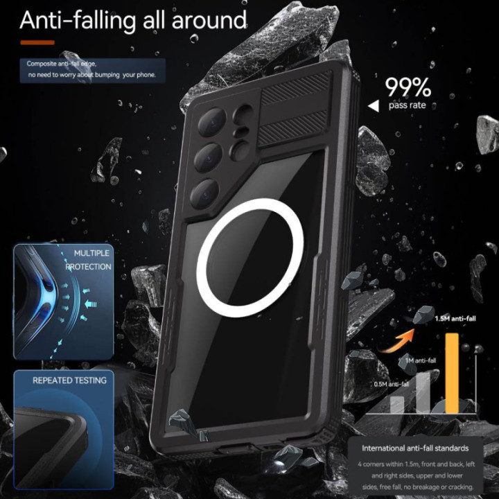 Mars IP68 Waterproof Case for Samsung Galaxy S25 Ultra – Black