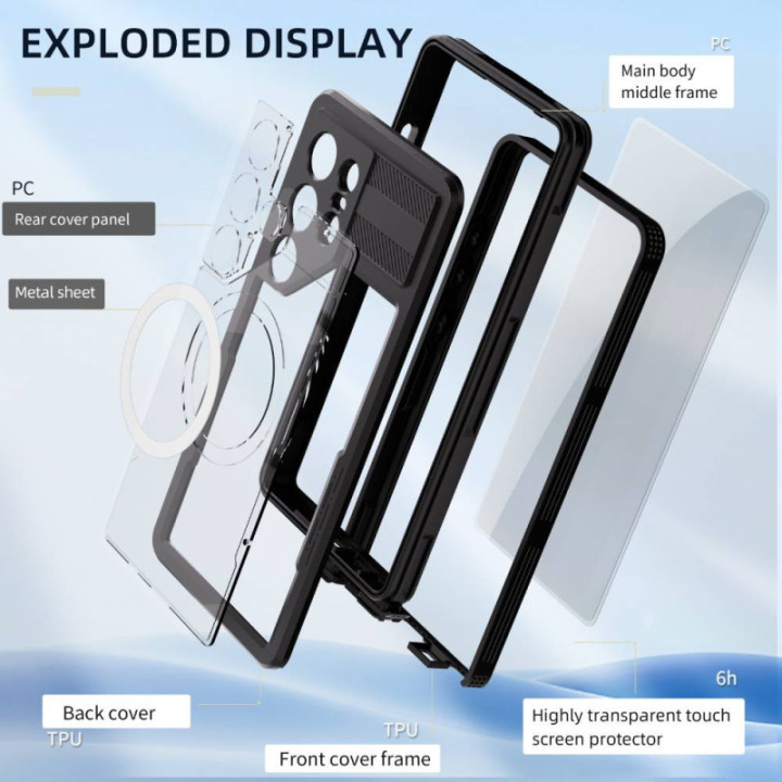 Mars IP68 wasserdichtes hülle für Samsung Galaxy S25 Ultra – Black