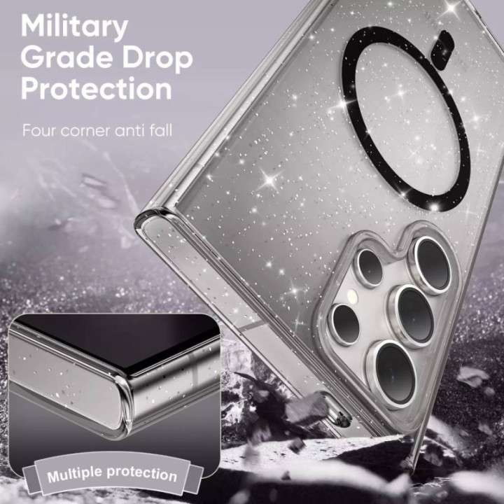 Glitter MagSafe case Samsung Galaxy S25 Ultra - Clear