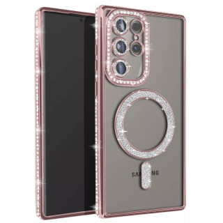 Diamond bling MagSafe cover Samsung Galaxy S25 Ultra - Pink