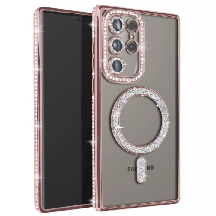 Diamond bling MagSafe cover Samsung Galaxy S24 Ultra - Pink