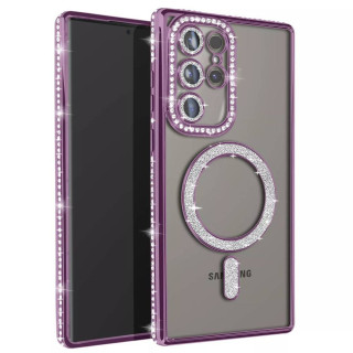 Diamond bling MagSafe deksel Samsung Galaxy S24 Ultra - Purple