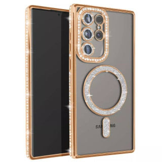 Diamond bling MagSafe cover Samsung Galaxy S23 Ultra - Gold