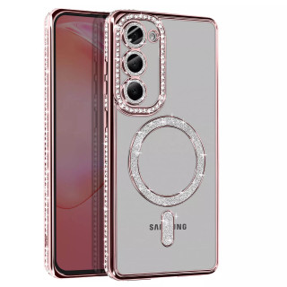 Diamond bling MagSafe deksel Samsung Galaxy S22 - Pink