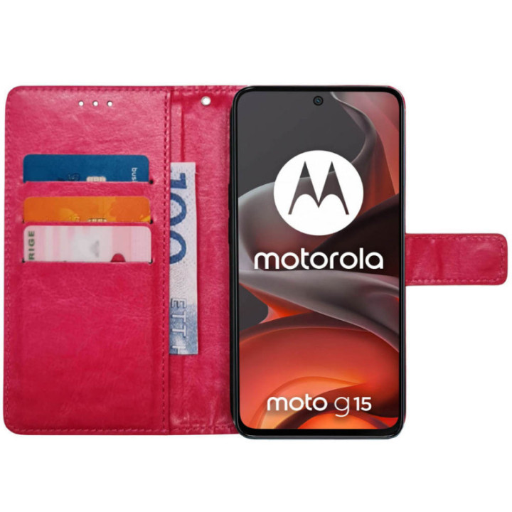 Lommebokdeksel 3-kort Motorola Moto G15 - Rosa