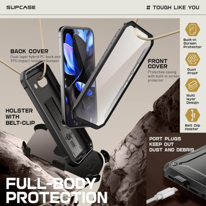 SUPCASE UB Pro Hülle Google Pixel 9a - Schwarz