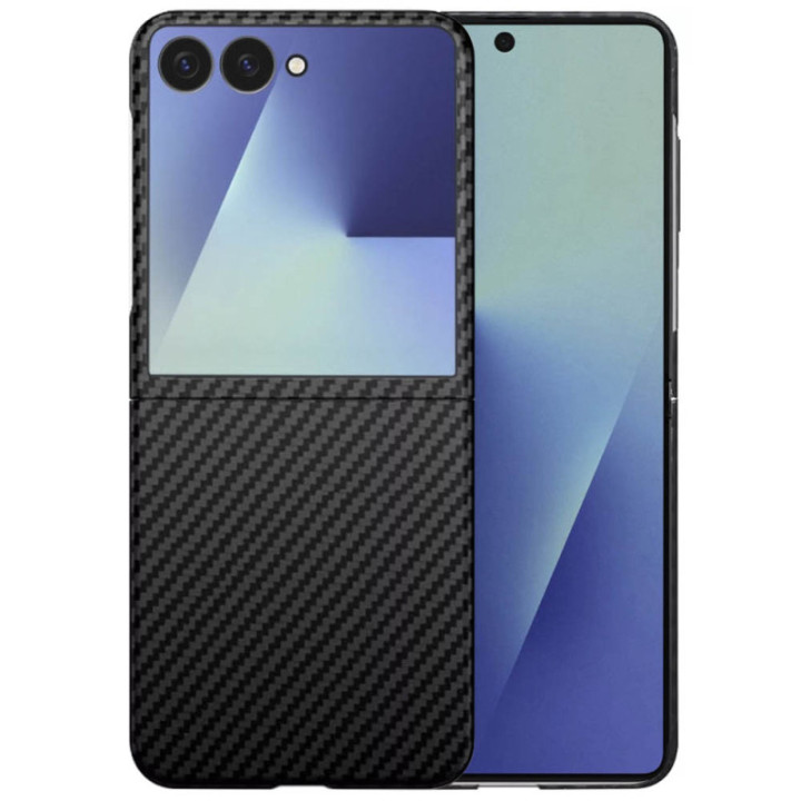 1500D Aramid karbonfiberdeksel Samsung Galaxy Z Flip 7 – Svart