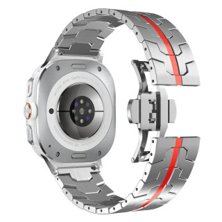 Iron Man Edelstahl Uhrarmband Samsung Galaxy Watch Ultra (2025) - Silber/rot