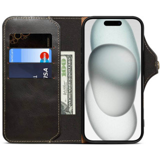 Denior lompakkokotelo nahkaa Apple iPhone 17 Pro - Musta