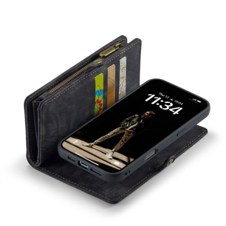 CaseMe mobilfodral 008 8-kort Apple iPhone 17 Pro Max - Svart/grå