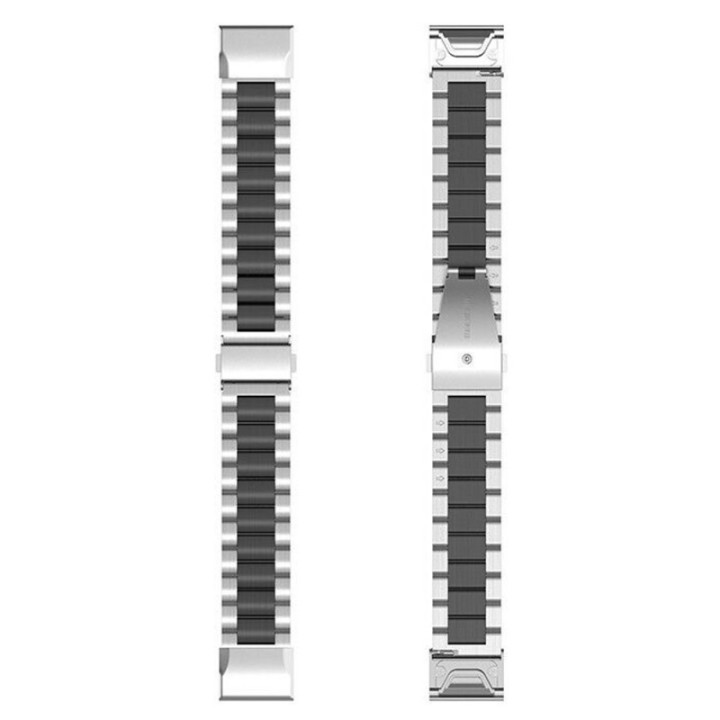 Kellon ranneke ruostumatonta terästä Garmin Fenix E - Hopea/musta