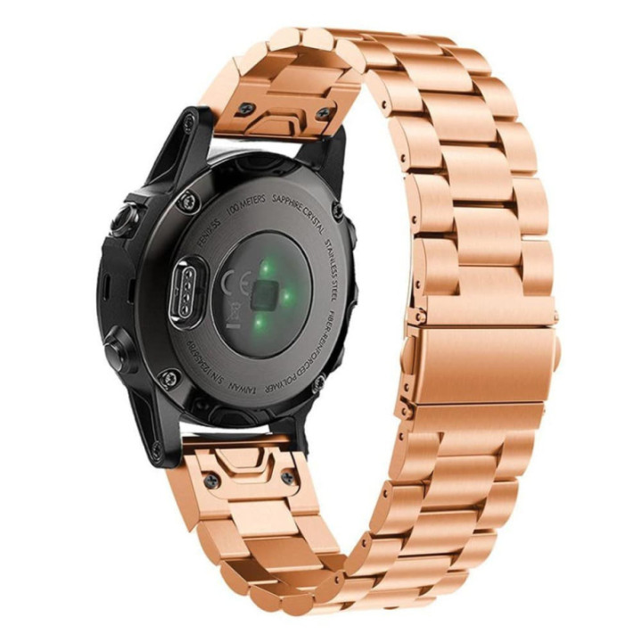 Rannekoru ruostumattomasta teräksestä Garmin Fenix 5S ruusunvärinen CaseOnline