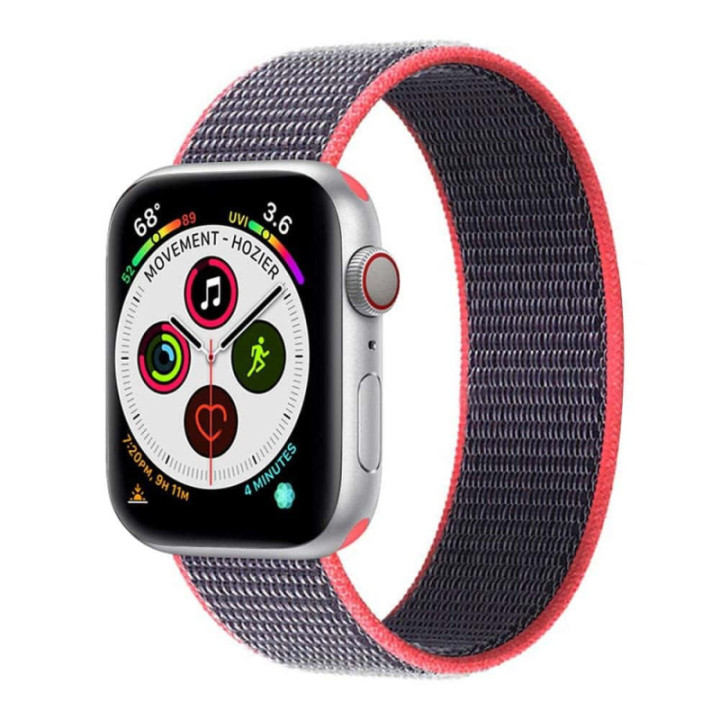 Apple Watch 5 (44 mm) nylonrannekoru - Electric pink