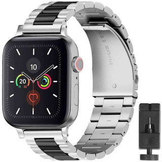 Rannekoru ruostumattomasta teräksestä valmistettu Apple Watch 5 (44mm) - hopea / fi