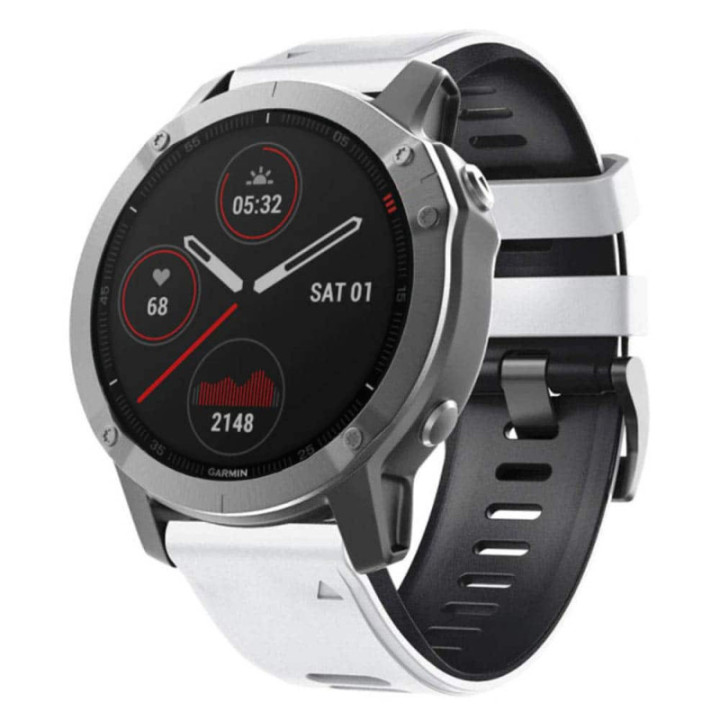 Twin Sport Armbånd Garmin Fenix 6 / 6 Pro - Hvid/sort