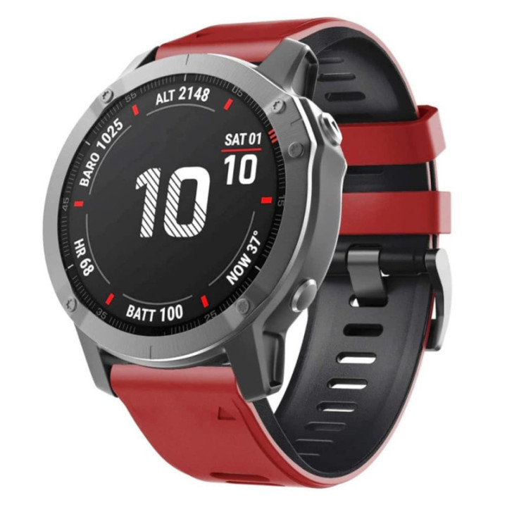 Twin Sport Armband Garmin Fenix 6X Pro - Red/black