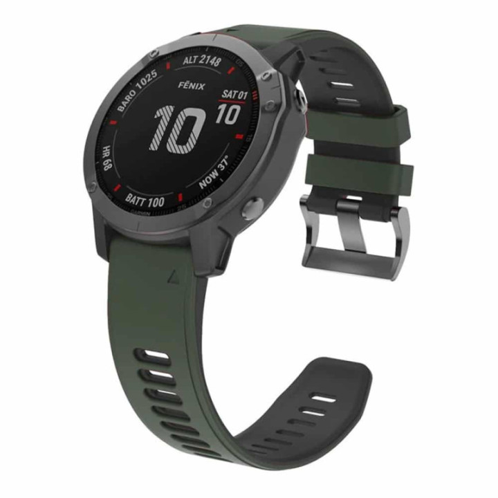 Twin Silikonband Garmin Fenix 6X - Grün/schwarz