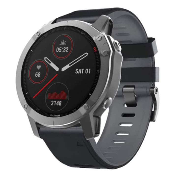 Twin Silikonband Garmin Fenix 6S - Schwarzgrau