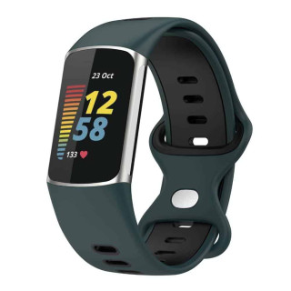 Twin Silikonband Fitbit Charge 5 - Olivgrün/Schwarz