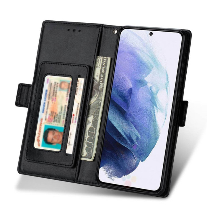 Flower wallet cover 4-kort Samsung Galaxy S22 Plus - Sort