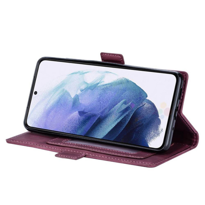 Flower Walletcase 4-card Samsung Galaxy S22 Plus - Winered