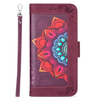 Flower wallet cover 4-kort Samsung Galaxy S22 Plus - Bordeaux