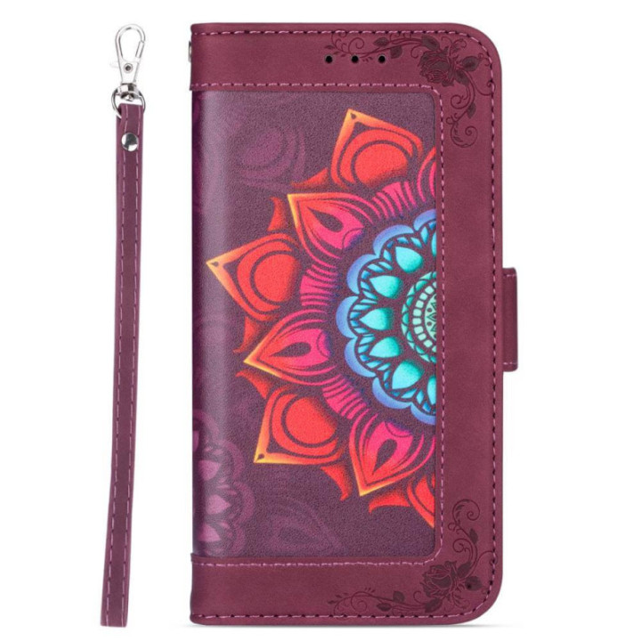 Flower Walletcase 4-card Samsung Galaxy S22 Plus - Winered