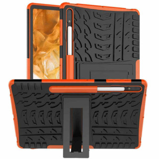 Iskunkestävä kuori jalustalla Samsung Galaxy Tab S8 11.0 - Oranssi